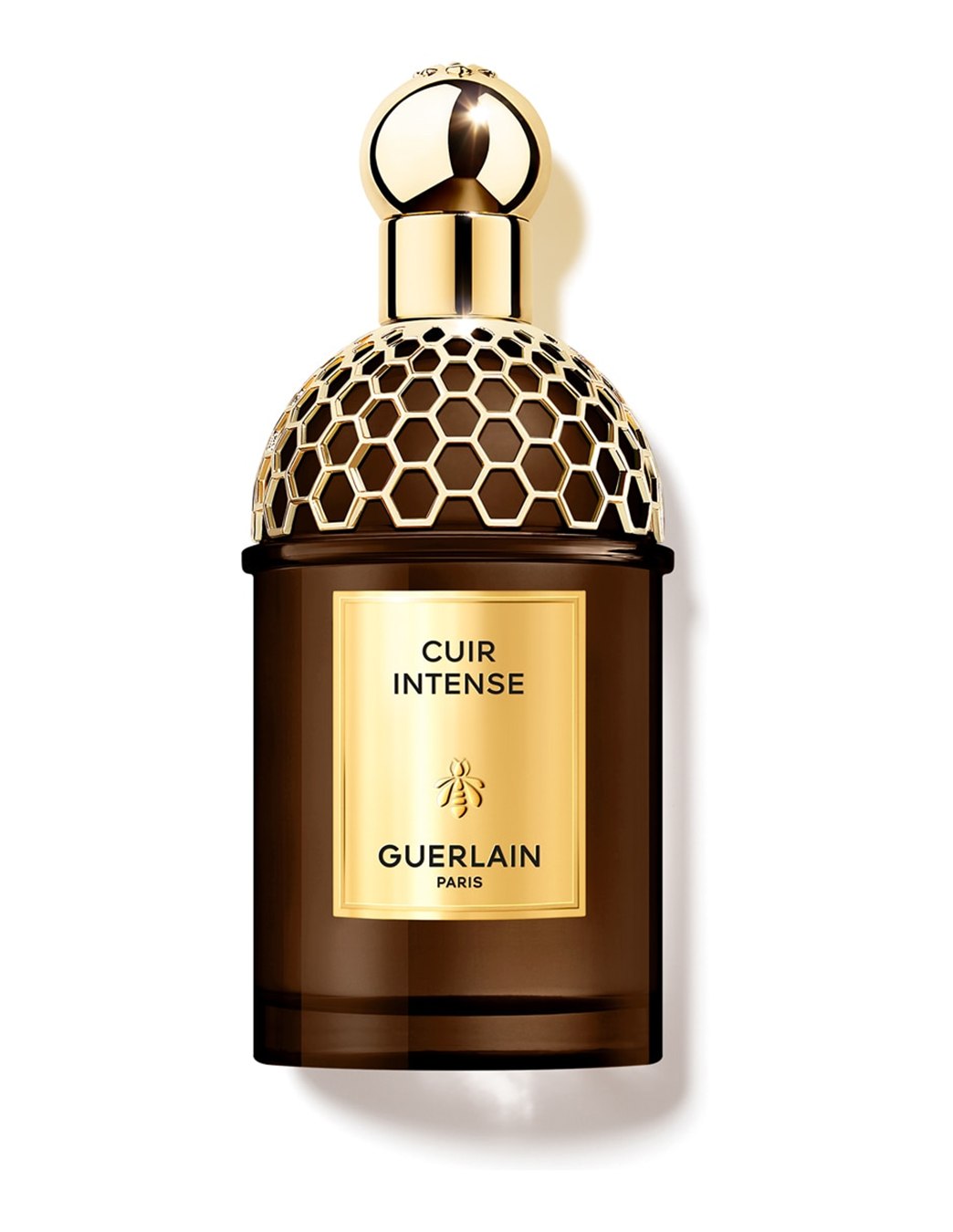 Frasco abeja de Guerlain Absolus Allegoria Cuir Intense Eau de Parfum con tapón dorado