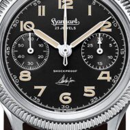 Hanhart 417 ES Steve McQueen Limited Edition No.1, cronógrafo de acero de 39 mm con esfera negra, pulsador rojo y correa de cuero marrón