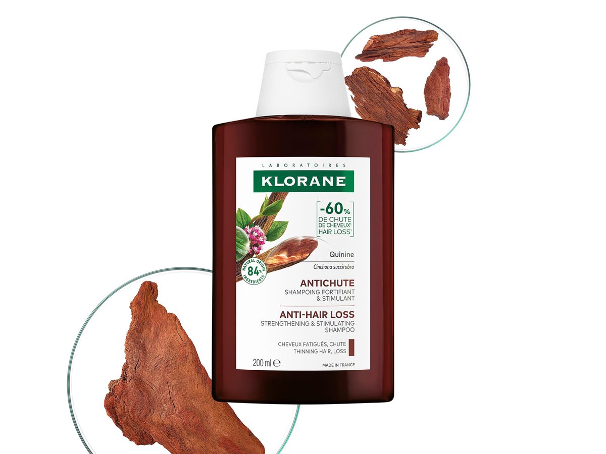 Klorane Champú Anticaída Fortificante y Estimulante a la Quinina y Edelweiss BIO, envase de 200 ml
