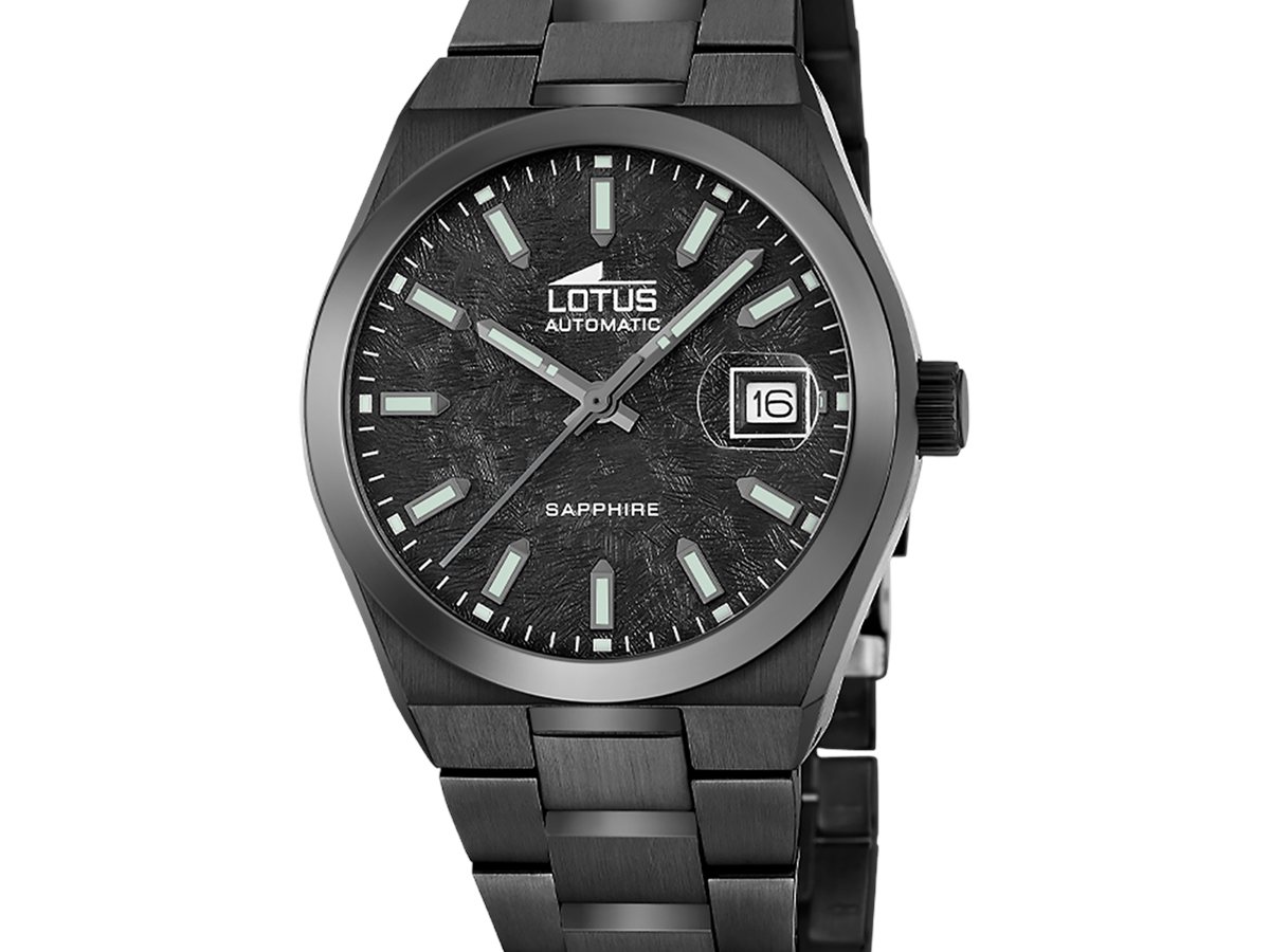 Lotus Automático 19063/1 de 37,4 mm con esfera negra y brazalete de acero negro
