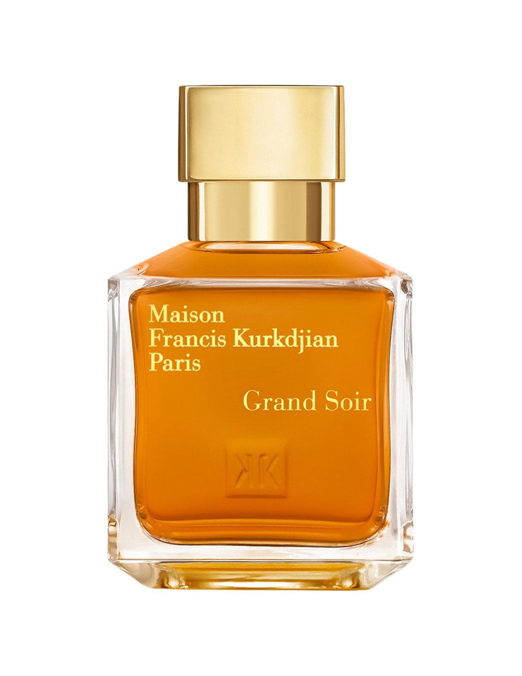 Frasco ámbar de Maison Francis Kurkdjian Grand Soir Eau de Parfum con tapón dorado