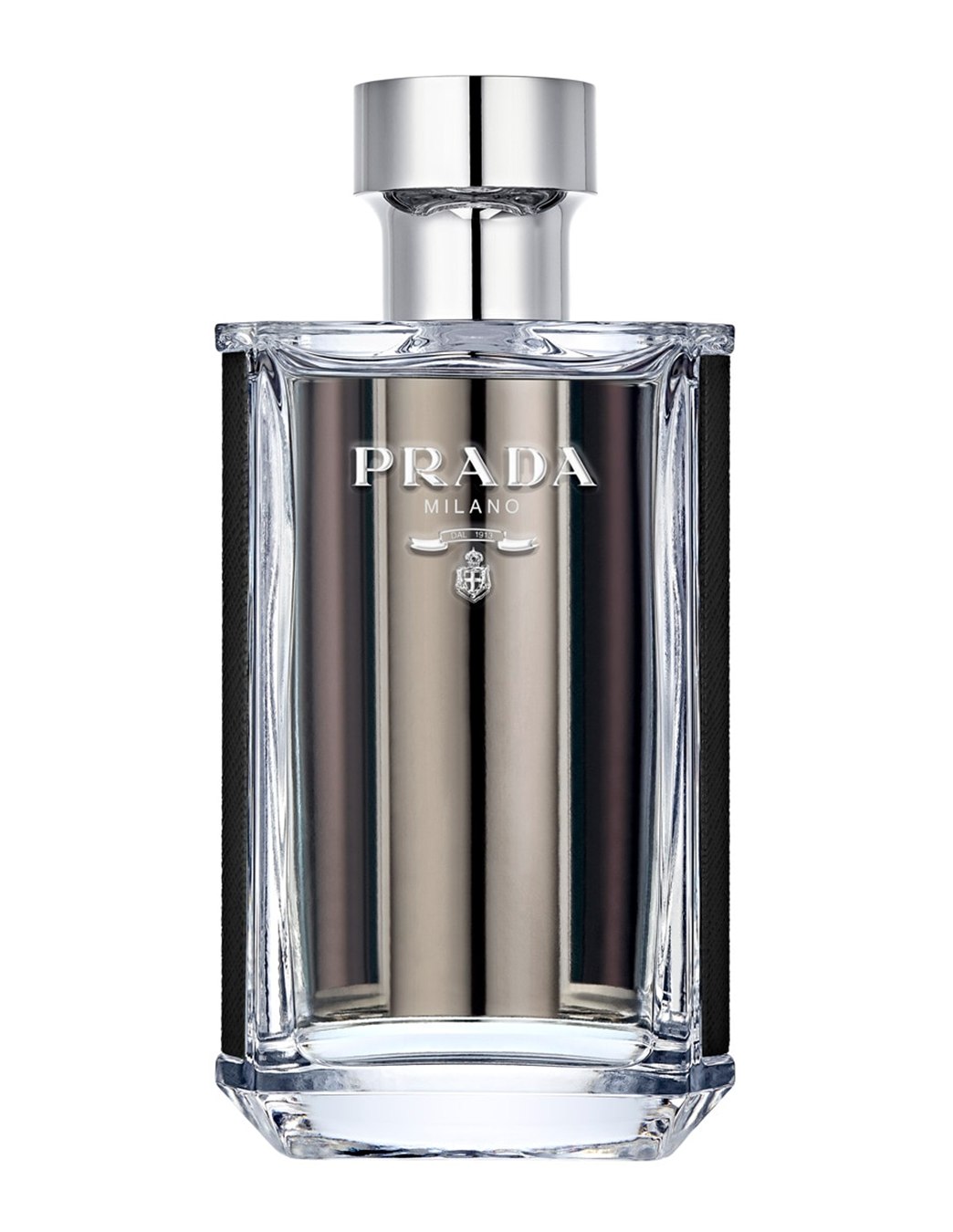 Frasco transparente con placa metálica de L'Homme Prada Eau de Toilette
