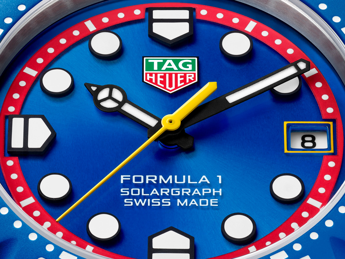 detalle de la esfera del nuevo Tag HEUER Formula 1 Solargraph Oracle Red Bull Racing