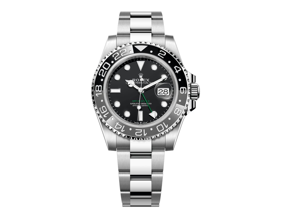 Rolex GMT-Master II 126710GRNR de acero Oystersteel con esfera negra, bisel Cerachrom gris y negro y brazalete Oyster