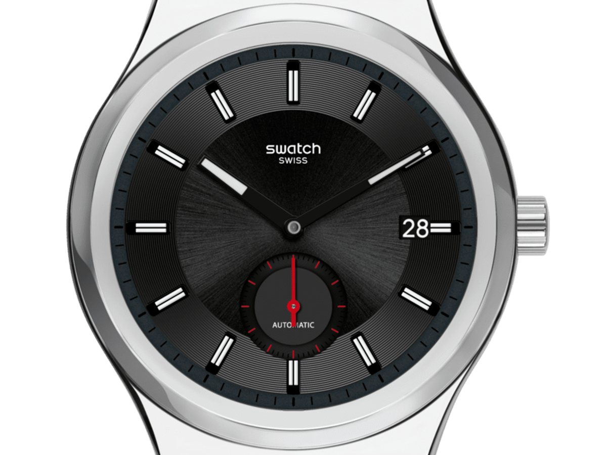 Swatch Petite Seconde Black SY23S400 automático SISTEM51 con esfera negra y segundero pequeño rojo
