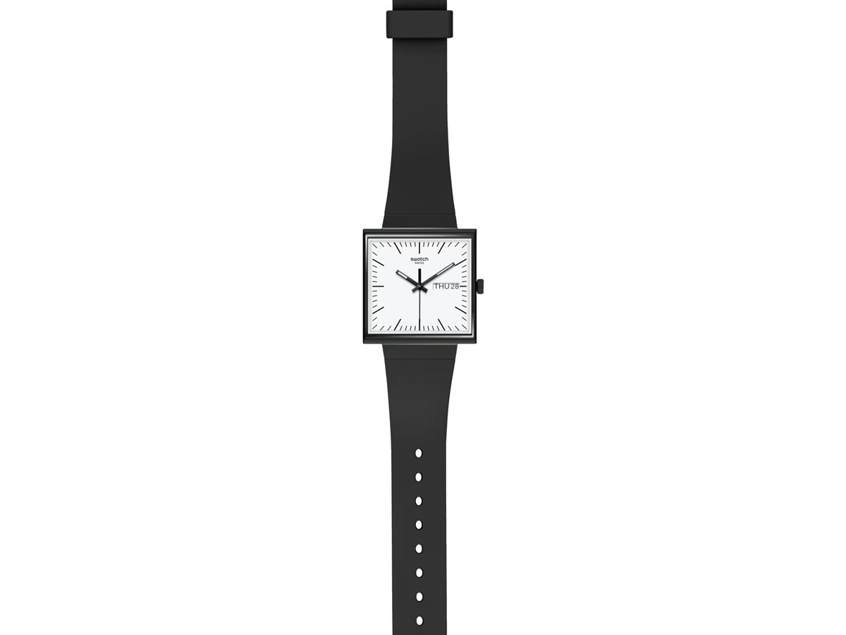 Swatch What If…Black? SO34B700 con caja cuadrada de Bioceramic negra y esfera con fecha