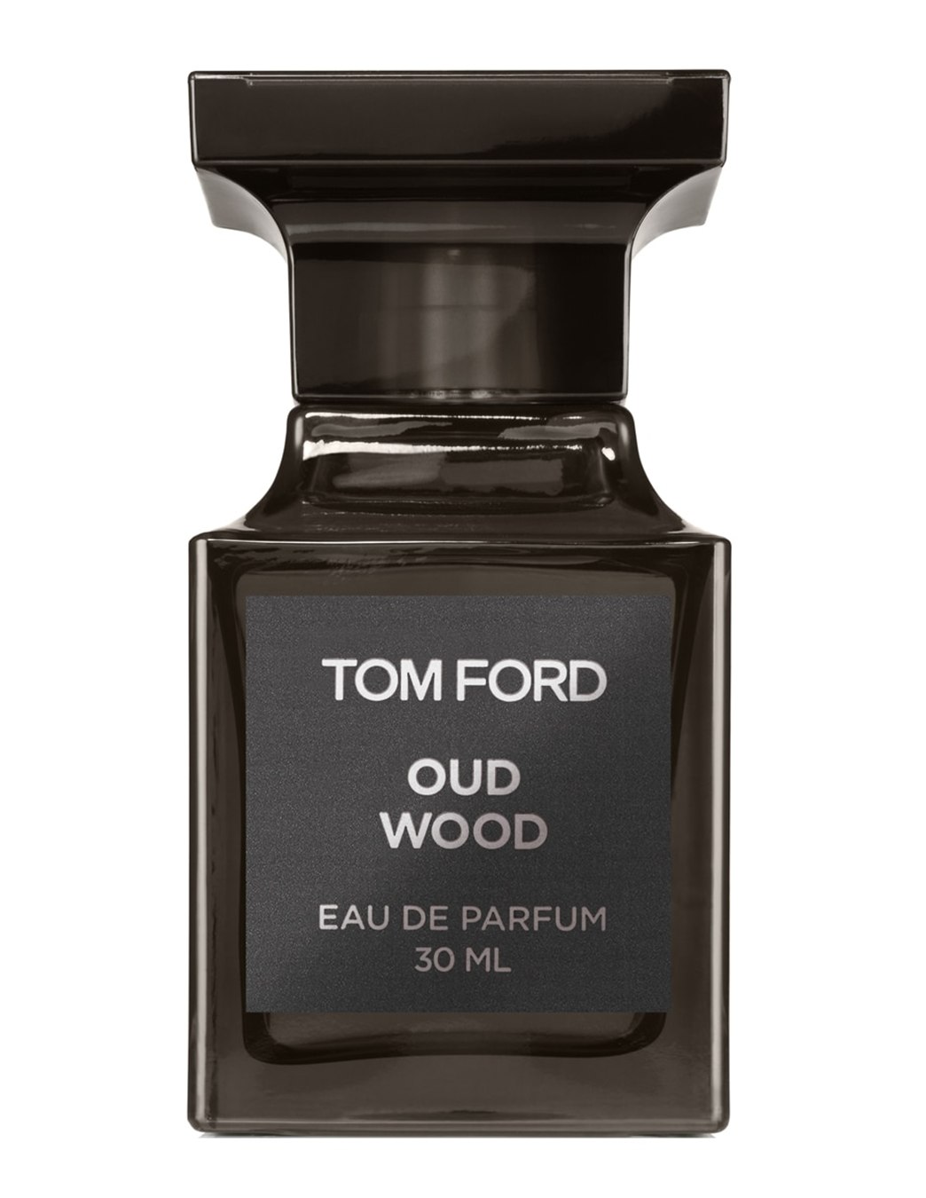 Frasco marrón oscuro de Tom Ford Oud Wood Eau de Parfum